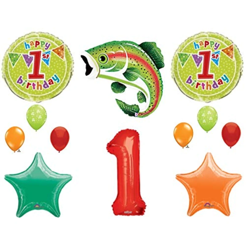 “THE BIG ONE” Fishing 1st Birthday Party Balloons Decoration Supplies First Camp